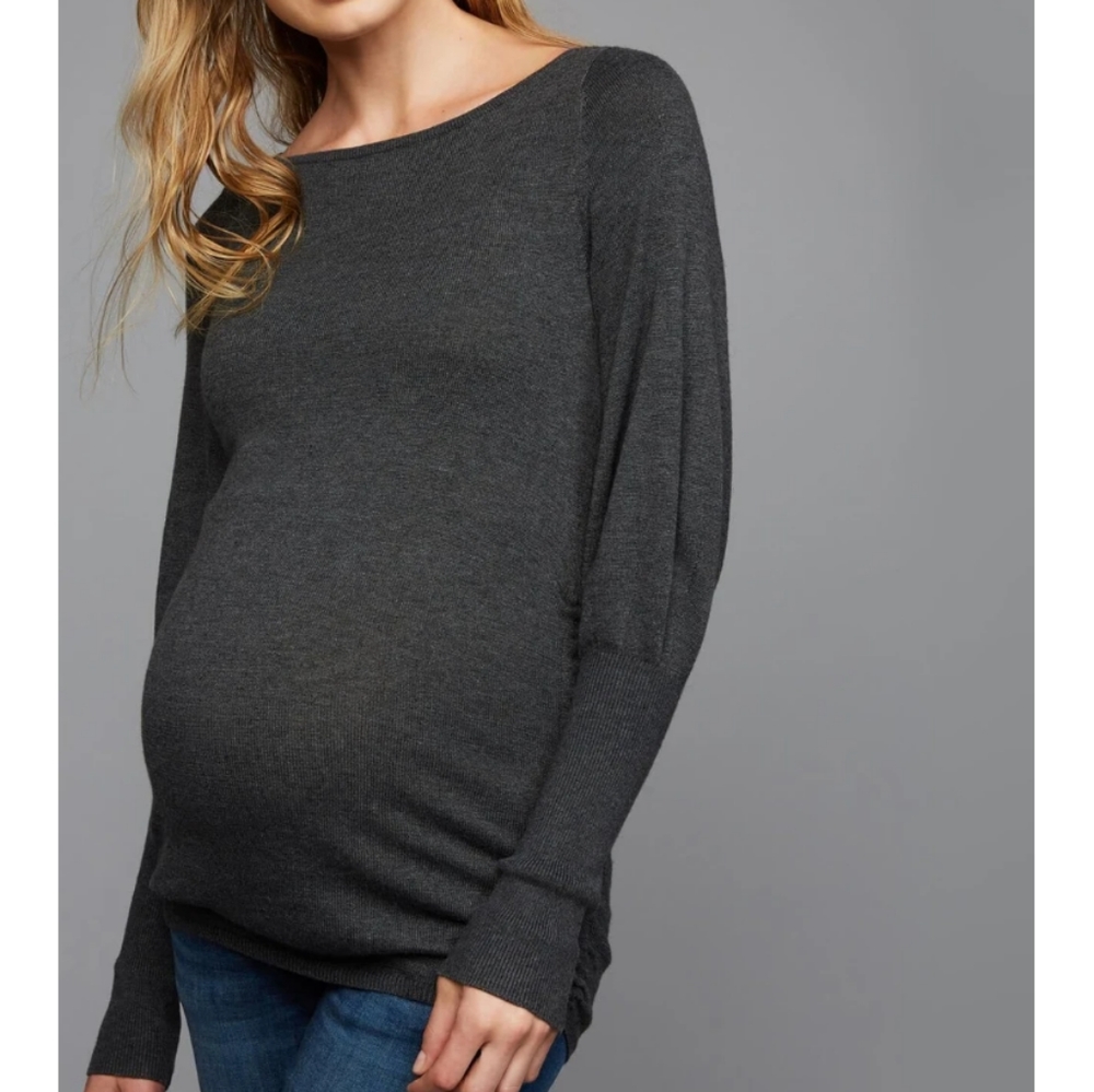 A Pea in the Pod Side Ruched Balloon Sleeve sweate